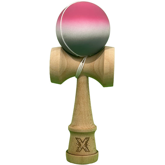 Jucărie KENDAMA din Lemn, 18 cm Gradient Roz-Alb-Gri