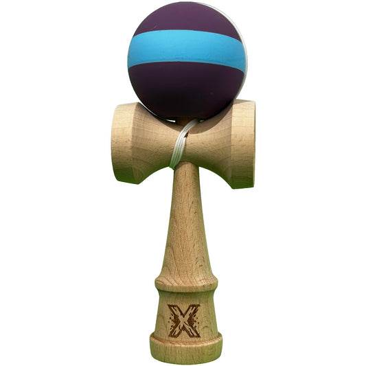Jucărie KENDAMA din Lemn, 18 cm Model Mov-Albastru