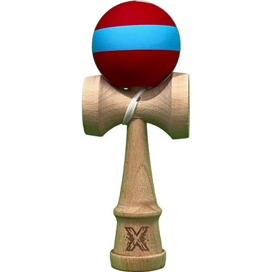 Jucărie KENDAMA din Lemn, 18 cm Model Roșu-Albastru
