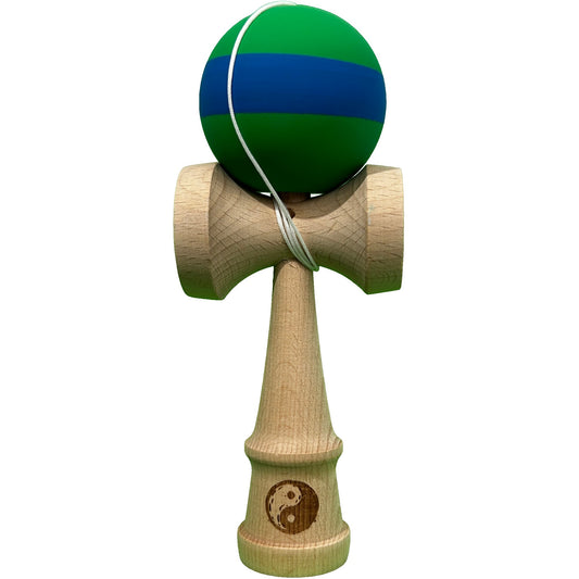 Jucărie KENDAMA din Lemn, 18 cm Model Verde-Albastru