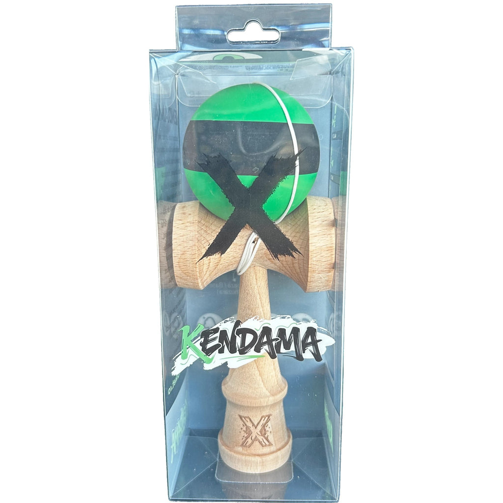 Jucărie KENDAMA din Lemn, 18 cm Model Negru-Verde