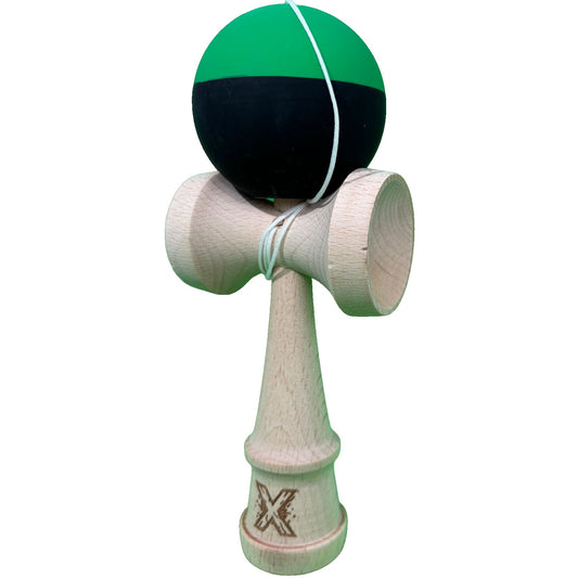 Jucărie KENDAMA din Lemn, 18 cm Model Verde-Negru