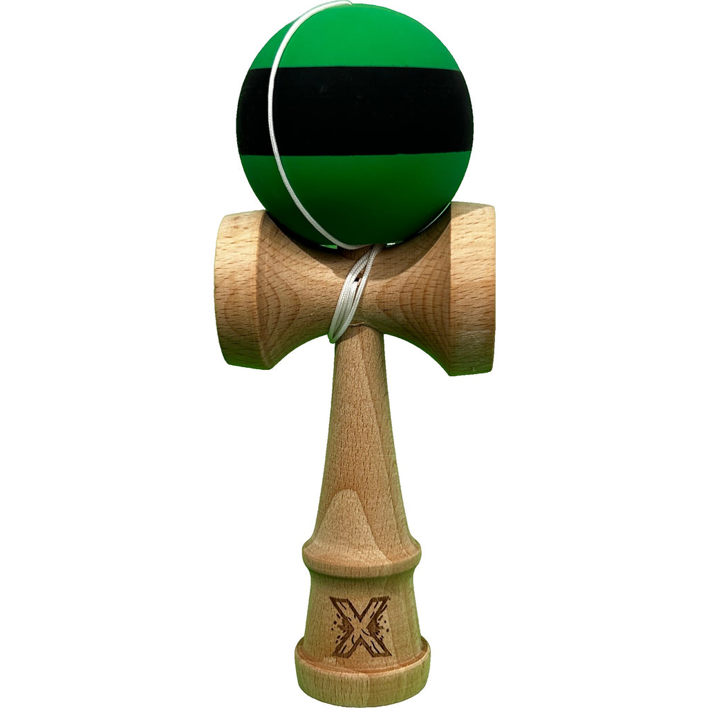Jucărie KENDAMA din Lemn, 18 cm Model Negru-Verde