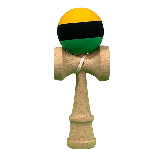 Jucărie KENDAMA din Lemn, 18 cm Multicolor Galben-Negru-Verde