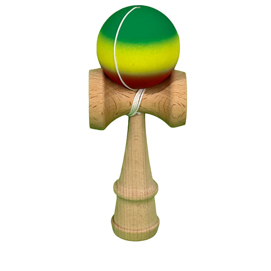 Jucărie KENDAMA din Lemn, 18 cm Gradient Verde-Galben-Rosu