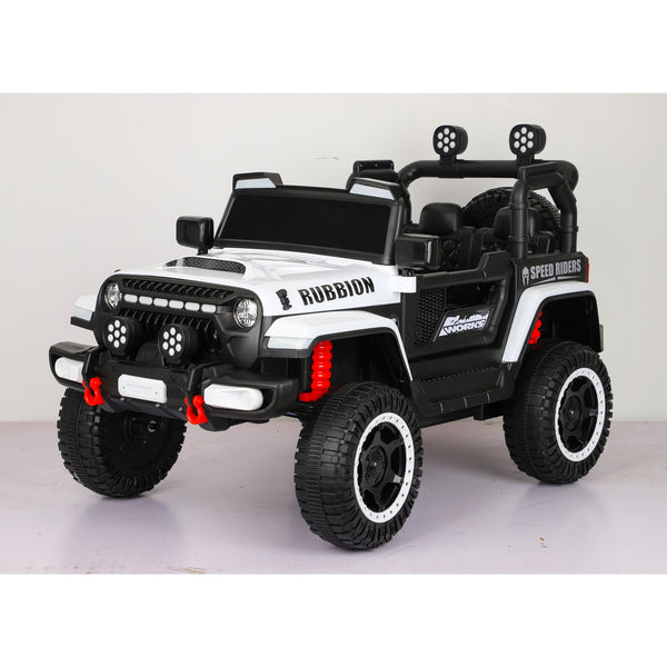 Mașină Electrică pentru Copii 3-9 ani, Off-Road, Conectare Bluetooth, telecomandă, Tracțiune Integrală, Lumina Intermitenta, Baterie 12V 7Ah, 120x63x68cm Alb
