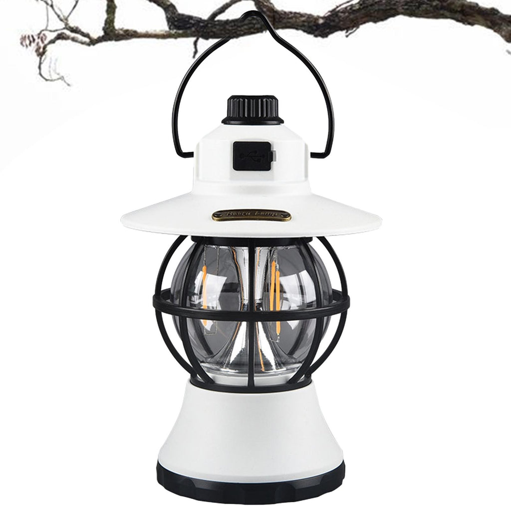 Lampa de camping reincarcabila retro portabila, felinar vintage LED, acumulator inclus,