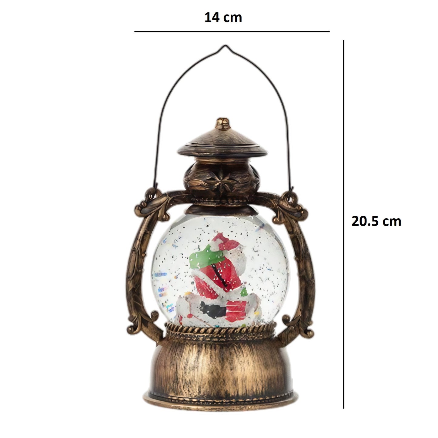 Decorațiune de Crăciun - Felinar cu Moș Crăciun pe Coș, Cantece de Craciun, 3 Moduri