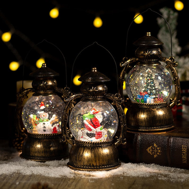 Decorațiune de Crăciun - Felinar cu Moș Crăciun pe Coș, Cantece de Craciun, 3 Moduri