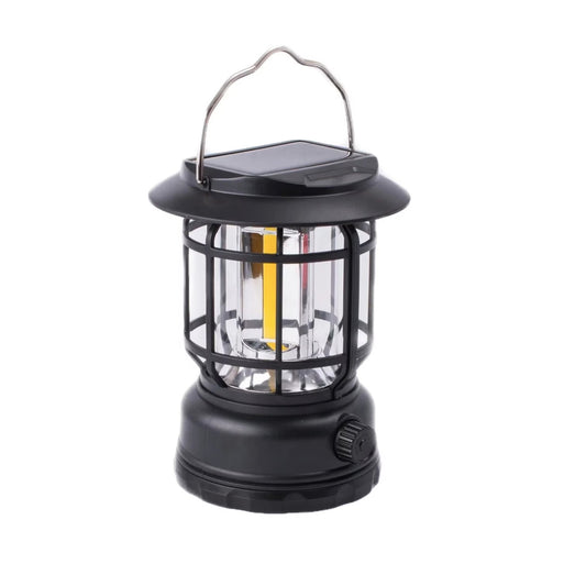 Lampa portabila camping , felinar vintage LED, Incarcare solara , intensitate reglabilă