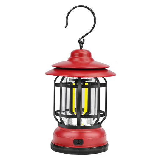 Lampa portabila camping, Felinar Vintage cu carlig, ABS, Iluminare 21 COB LED, Intensitate reglabila, 5W