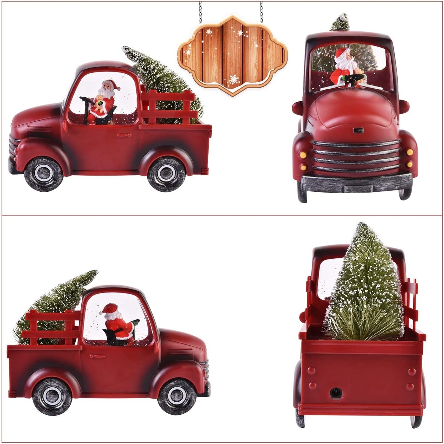 Decorațiune de Crăciun - Mașină cu Moș Crăciun și Brad, Cantece de Craciun, 3 Moduri