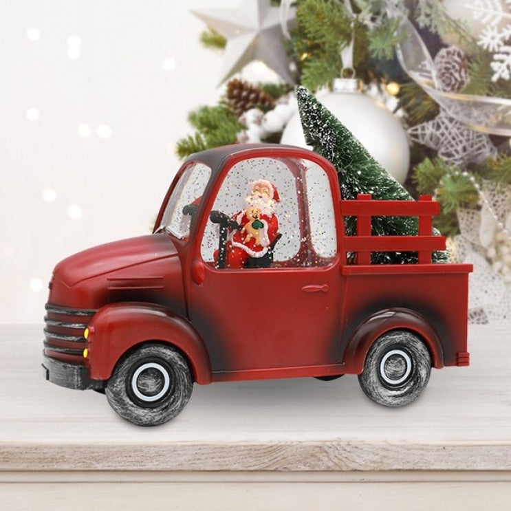 Decorațiune de Crăciun - Mașină cu Moș Crăciun și Brad, Cantece de Craciun, 3 Moduri