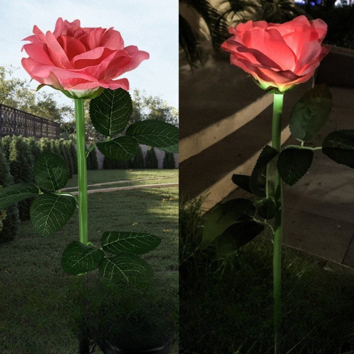 Lampa solara LED tip trandafir pentru grădină , înălțime 75cm