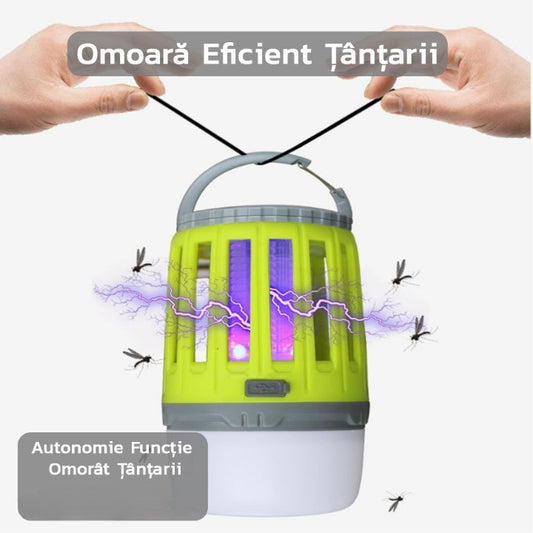 🪰 Lampa UV Anti-Insecte MaisonElise 2 în 1, Anti Țânțari & Iluminare, Port USB, IPX6, 200 Lumen, Portabilă, Verde, 8.5 x 13.3 cm