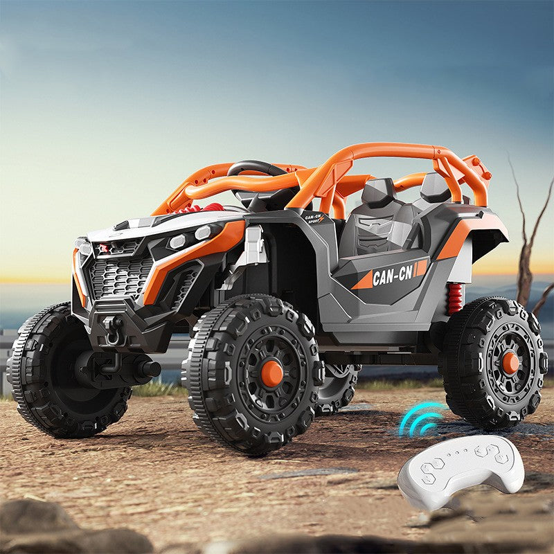 Mașina Electrica pentru copii tip Buggy / UTV OFF-ROAD, Dual Drive, Conexiune BT, telecomanda parentala, Lumini si Muzica , 2 ACUMULATORI , NEGRU-PORTOCALIU