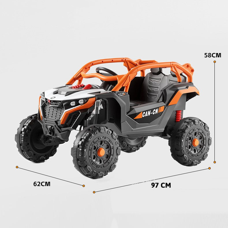 Mașina Electrica pentru copii tip Buggy / UTV OFF-ROAD, Dual Drive, Conexiune BT, telecomanda parentala, Lumini si Muzica , 2 ACUMULATORI , NEGRU-PORTOCALIU