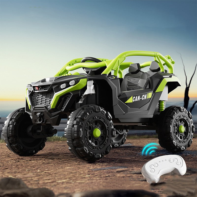 Mașina Electrica pentru copii tip Buggy / UTV OFF-ROAD, Dual Drive, Conexiune BT, telecomanda parentala, Lumini si Muzica , 2 ACUMULATORI , NEGRU-VERDE