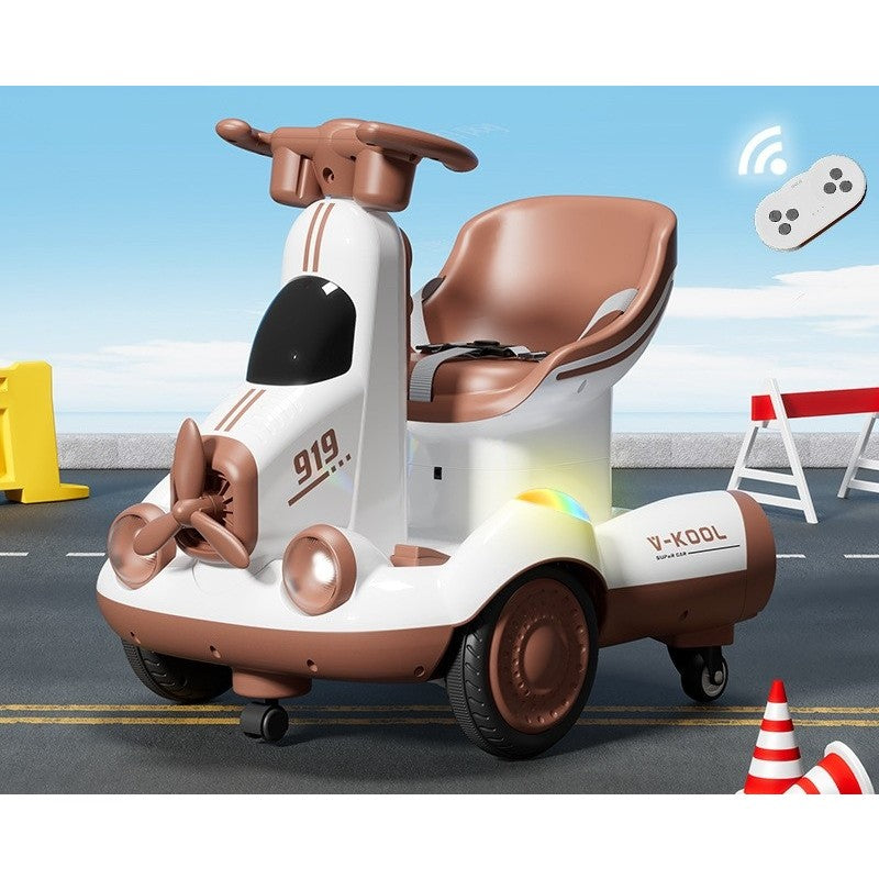 Mașinuță Electrică pentru Copii, cu Telecomandă, Lumini LED și Muzică, +2 Ani, Înălțime Reglabilă