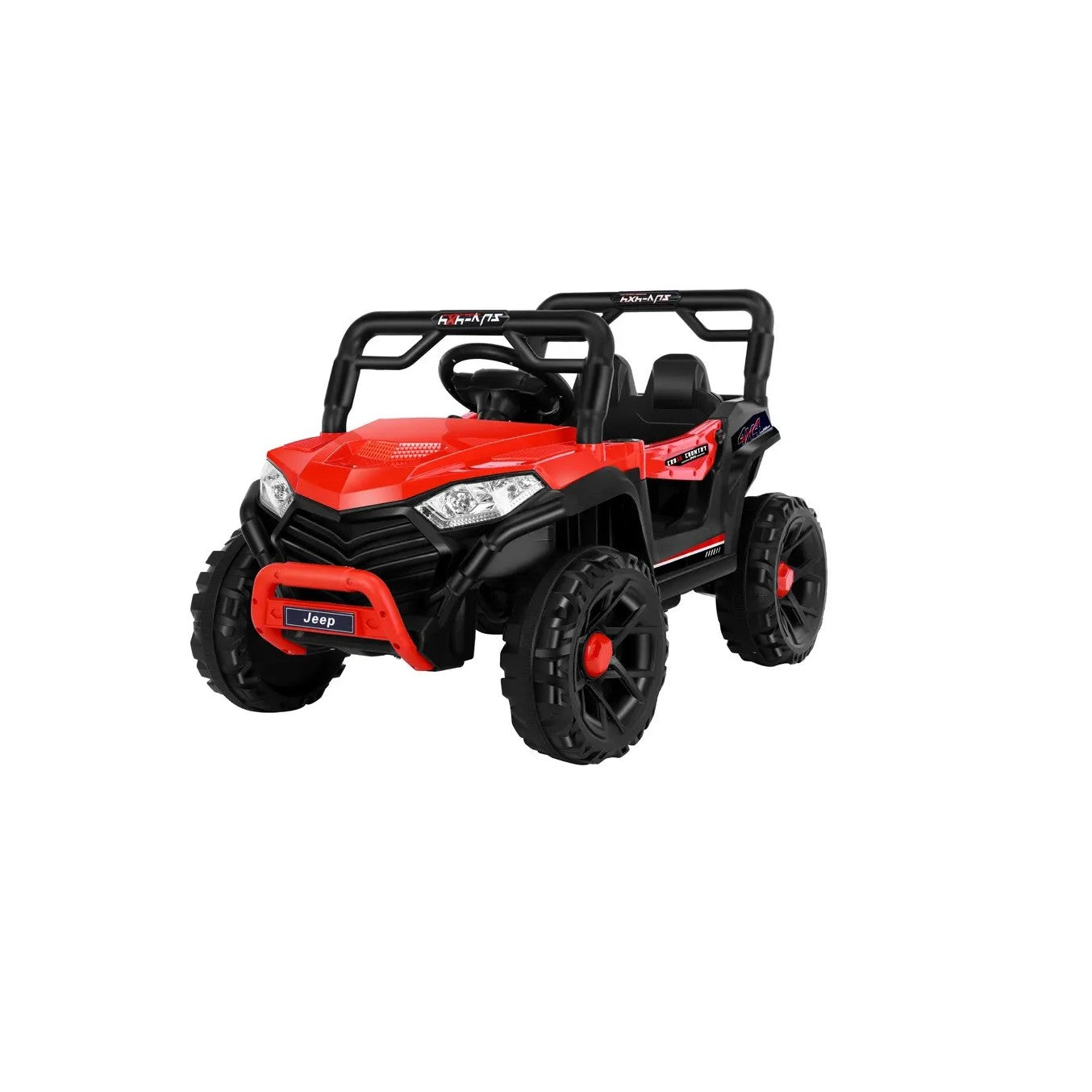 Masinuta Electrica, pe 4 Roti, Tip Jeep, cu Telecomanda Bluetooth, 2 Usi,cu Acumulator, Sistem Anti-Rasturnare, Sistem de Lumini si Sunet, 2-8 Ani, 100 x 61 x 62 cm, Rosu