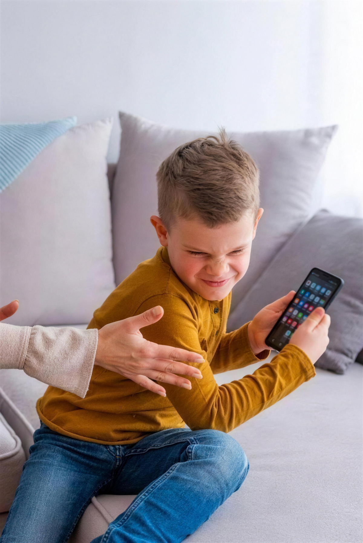 Copil captivat de telefon