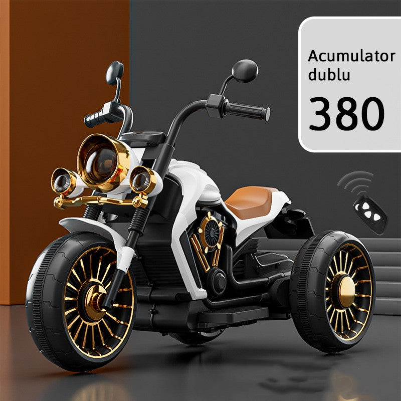 Motocicleta electrica 3-7 ani , BT, Lumini si Sistem Antirasturnare , 2 acumulatori