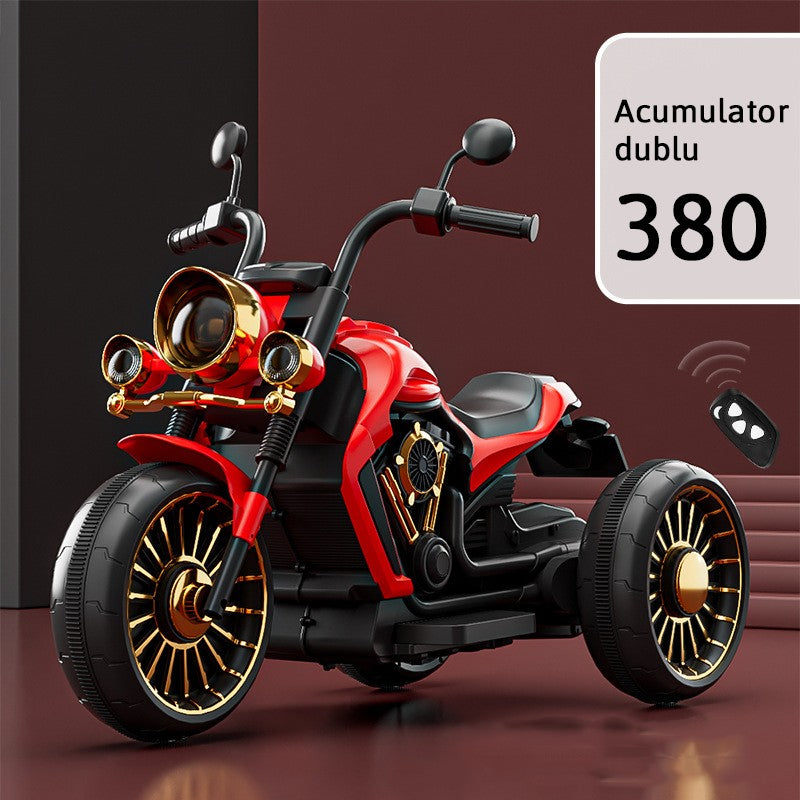 Motocicleta electrica 3-7 ani , BT, Lumini si Sistem Antirasturnare , 2 acumulatori