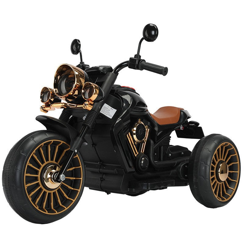 Motocicleta electrica cu acumulator, bluetooth, sistem anti-rasturnare, sistem de lumini si sunet, 1-8 ani,  2 acumulatori ,93 x 48 x 63 cm, negru