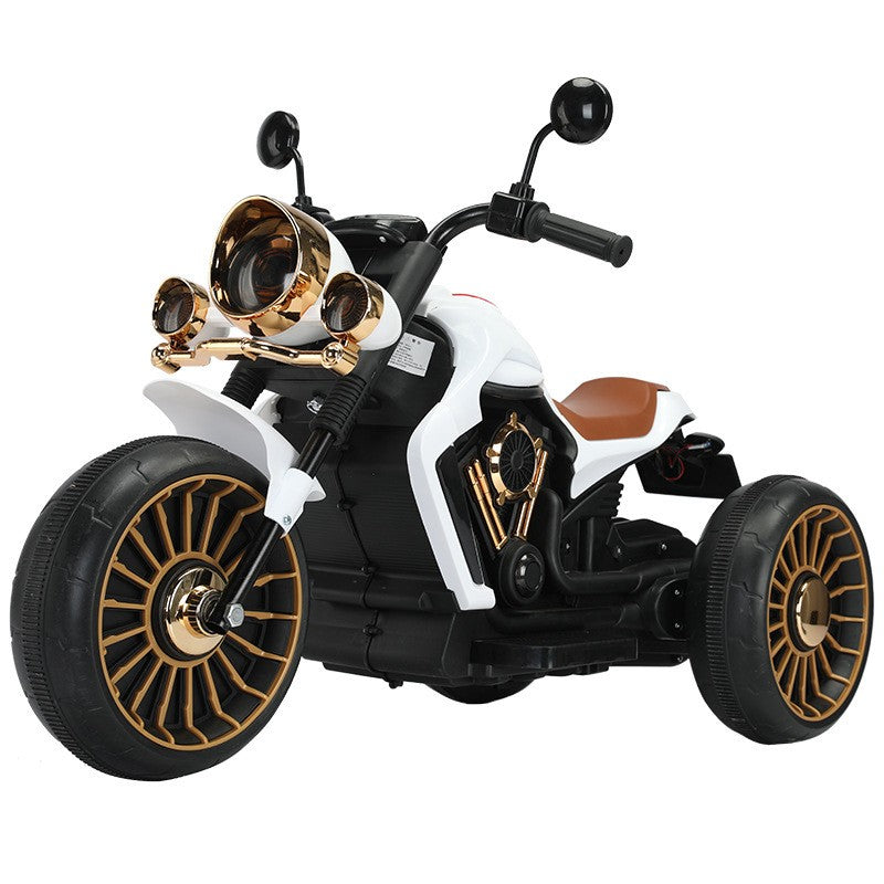 Motocicleta electrica cu 2 acumulatori, bluetooth, sistem anti-rasturnare, sistem de lumini si sunet, 1-8 ani, 93 x 48 x 63 cm, Alb