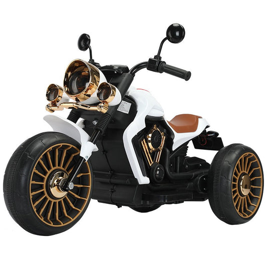 MOTOCICLETA ELECTRICA CU ACUMULATOR, BLUETOOTH, SISTEM ANTI-RASTURNARE, SISTEM DE LUMINI SI SUNET, 1-8 ANI, 93 X 48 X 63 CM, Alb