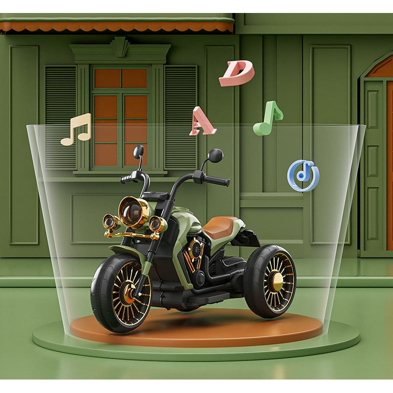 Motocicleta electrica cu acumulator, bluetooth, sistem anti-rasturnare, sistem de lumini si sunet, 1-7 ani, 93 x 48 x 63 cm, verde