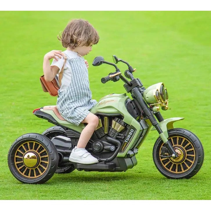 Motocicleta electrica cu acumulator, bluetooth, sistem anti-rasturnare, sistem de lumini si sunet, 1-7 ani, 93 x 48 x 63 cm, verde