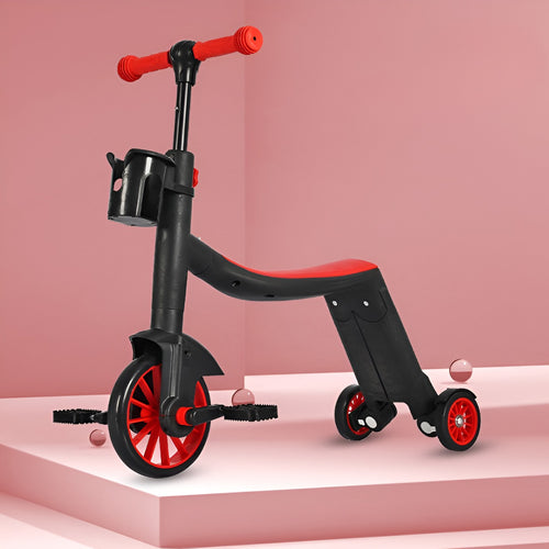 Bicicleta 8 in 1, Multifunctionala, Reglare Inaltime, cu Maner de Impingere Detasabil, Tricicleta, Trotineta, 3 Roti, Pedale, Cosulet, 3-6 Ani