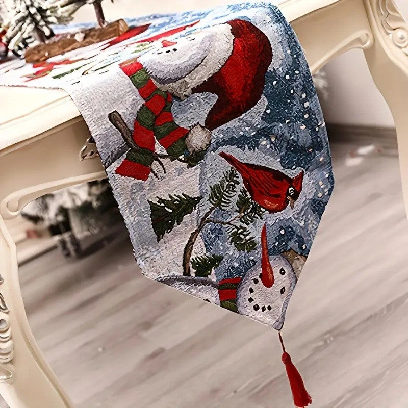 Napron Decorativ pentru Masă Model Oameni de Zăpadă