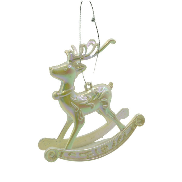 Ornament  de brad in forma de ren , perlat, 11 cm