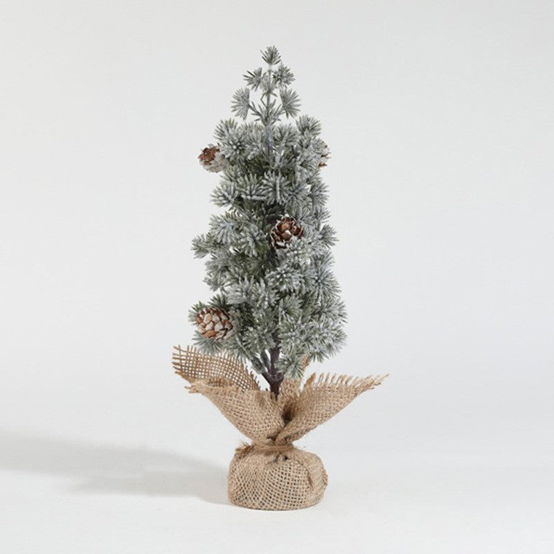 Ornament de Decor Model Brad de Craciun de Dimensiuni Mici cu Fulgi Albi, 27cm