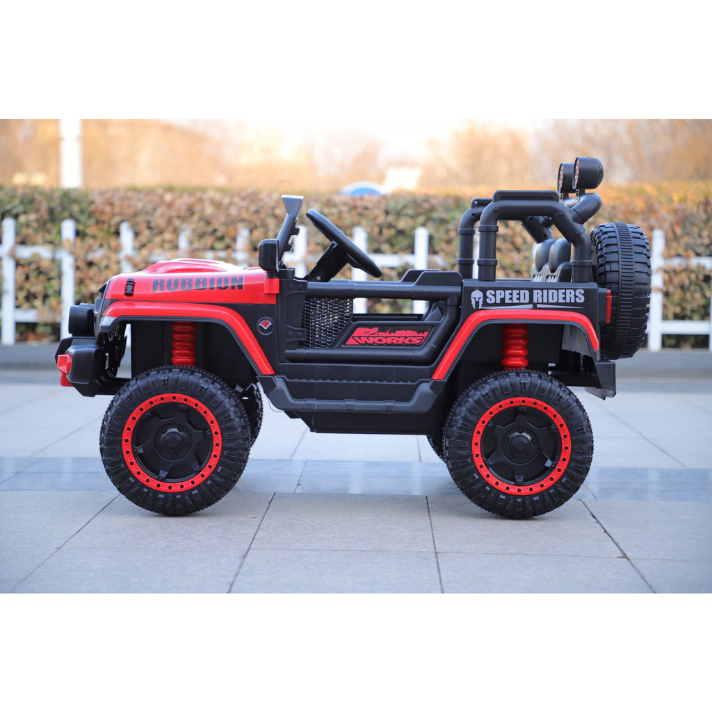 Mașină Electrică pentru Copii 3-9 ani, Off-Road, Conectare Bluetooth, telecomandă, Tracțiune Integrală, Lumina Intermitenta, Baterie 12V 7Ah, 120x63x68cm Roșu