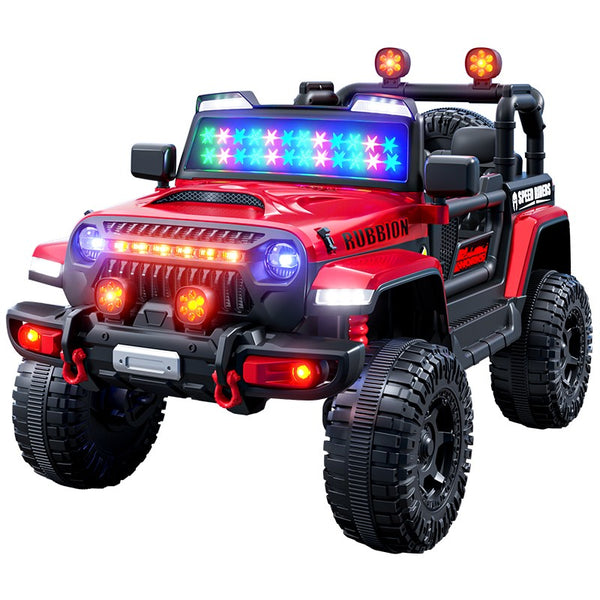 Mașină Electrică pentru Copii 3-9 ani, Off-Road, Conectare Bluetooth, telecomandă, Tracțiune Integrală, Lumina Intermitenta, Baterie 12V 7Ah, 120x63x68cm Roșu