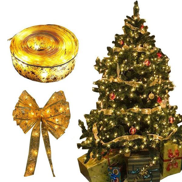 Panglică LED de Crăciun Aurie, lungime 10 m , 100 LED-uri, Alb Cald