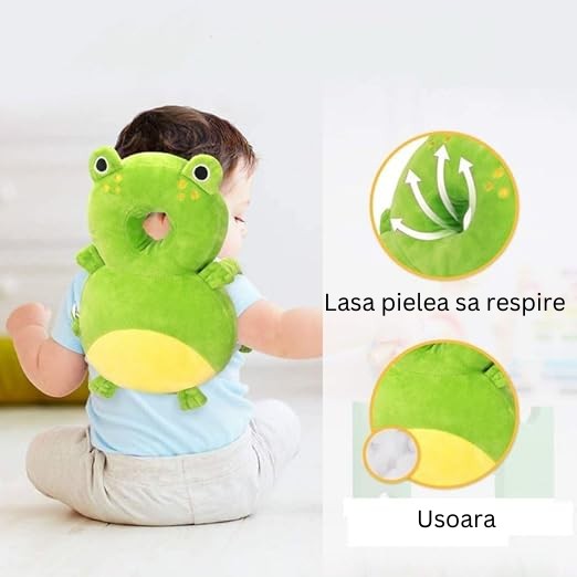 Pernă tip Rucsac pentru Protecția Capului Bebelușului, Tetieră cu Animăluț, 33x6x19 cm