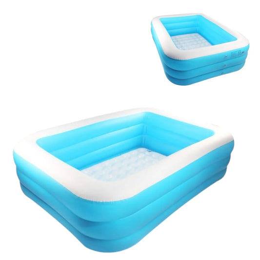 🏖️ Piscină Gonflabilă pentru Copii  210x140x56  cm cu 3 Inele – Spațioasă, Sigură și Ușor de Folosit!