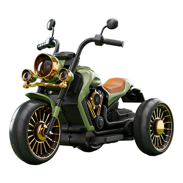 MOTOCICLETA ELECTRICA CU ACUMULATOR, TELECOMANDA, BLUETOOTH, SISTEM ANTI-RASTURNARE, SISTEM DE LUMINI SI SUNET, 1-8 ANI, 93 X 48 X 63 CM, VERDE