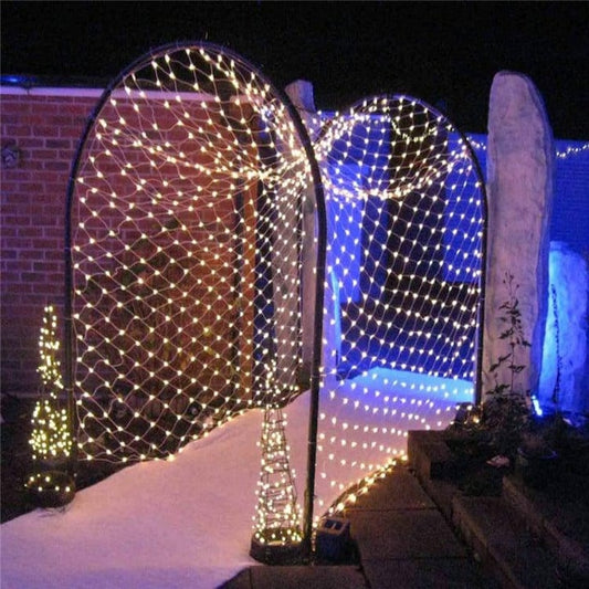 Instalație de Crăciun tip Plasa, 3m x 1m, 160 LED-uri, 8 jocuri de lumini, interconectabila, Lumina Alb Cald