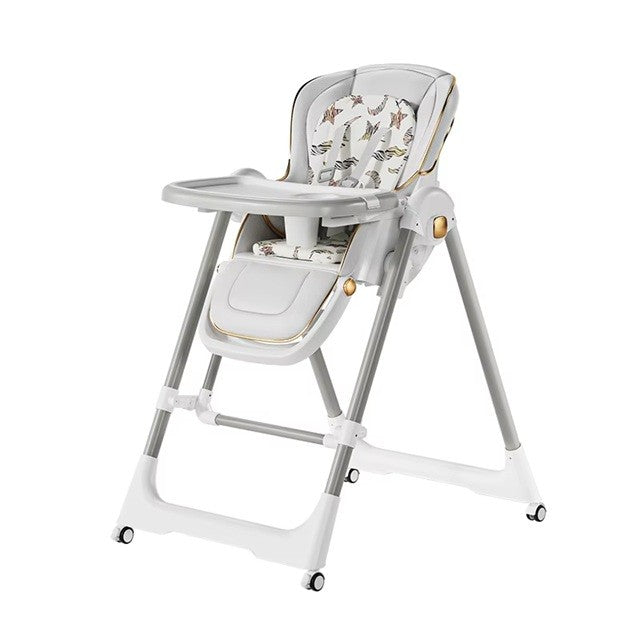 Scaun de Masă 2în1 cu Funcție de Legănare, pentru Copii 6 Luni – 4 Ani, Reglabil, Pliabil, cu Roti, Tăviță Dublă, Centură 5 Puncte, 96 x 56 x 76 cm