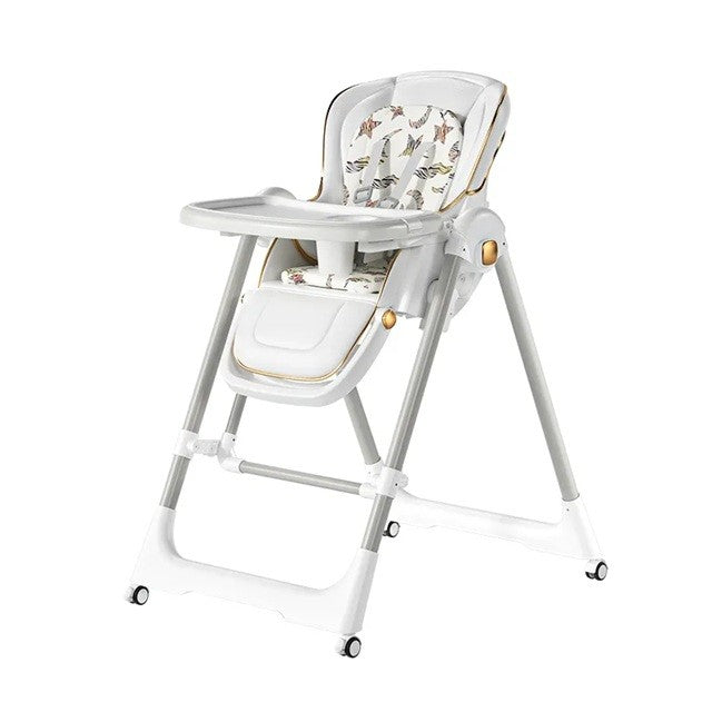 Scaun de Masă 2în1 cu Funcție de Legănare, pentru Copii 6 Luni – 4 Ani, Reglabil, Pliabil, cu Roti, Tăviță Dublă, Centură 5 Puncte, 96 x 56 x 76 cm