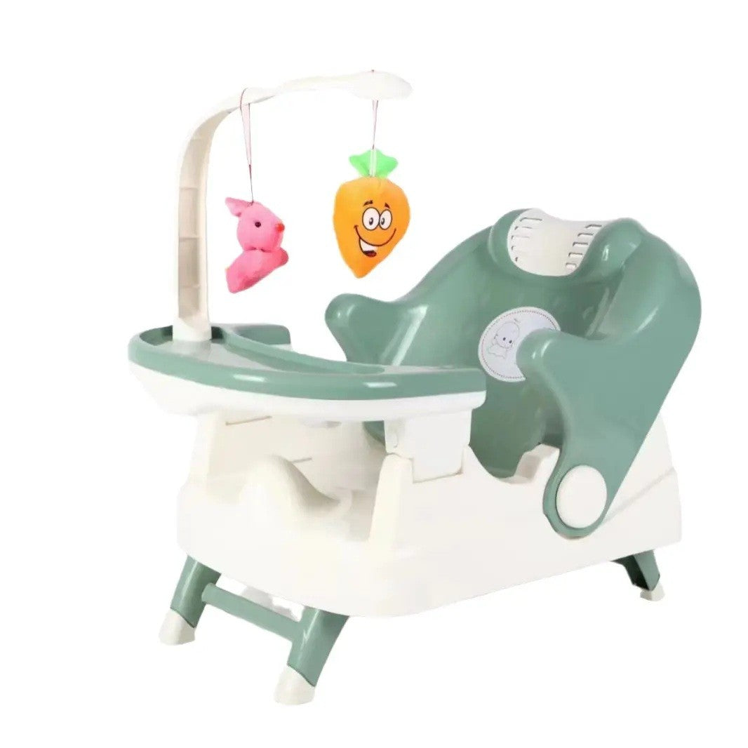 Scaun pentru Copii 2 in 1, pentru Servit Masa si pentru Baie, Multifunctional, Pliabil, Portabil, din Plastic, Spatar Reglabil, 58 x 39 cm, Verde Deschis