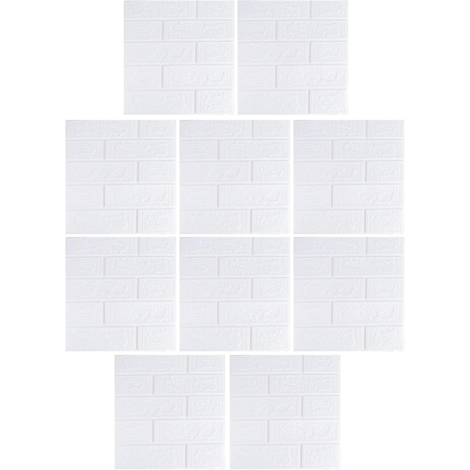 Set 10 placi tapet autoadezive 3D cu imitație de cărămidă alba 35x38cm