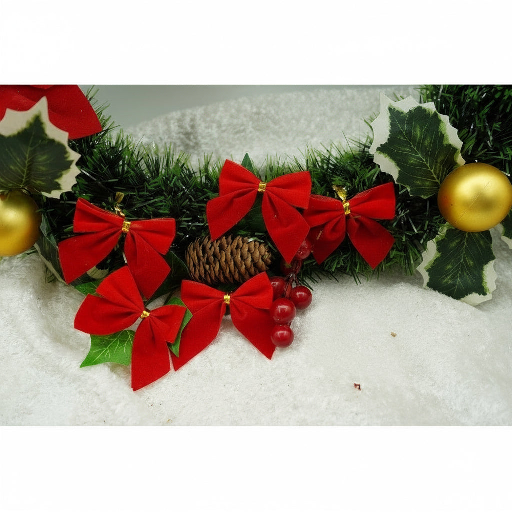 Set 12 Fundițe pentru brad, roșii , 5x5cm