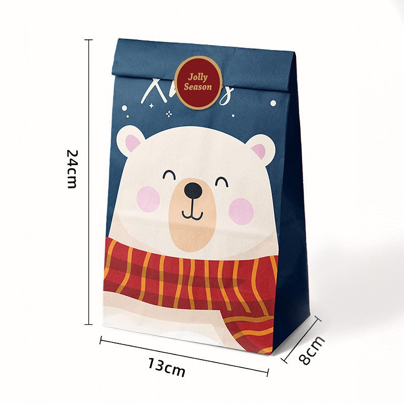 Set 12 Pungi de Cadou, Tematica Crăciun, cu Personaje, 12 Stickere Incluse, 24 x 13 x 8 cm, din Hartie, Multicolor