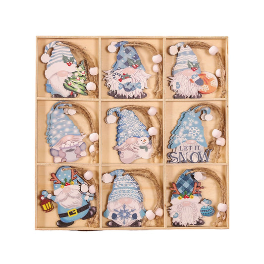 Set 18 Decorațiuni de Crăciun din Lemn - Gnomi Diferiți